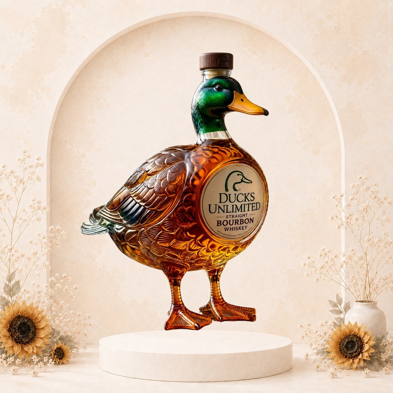 Ducks Unlimited Mallard Straight Bourbon Whiskey Decanter Bottle